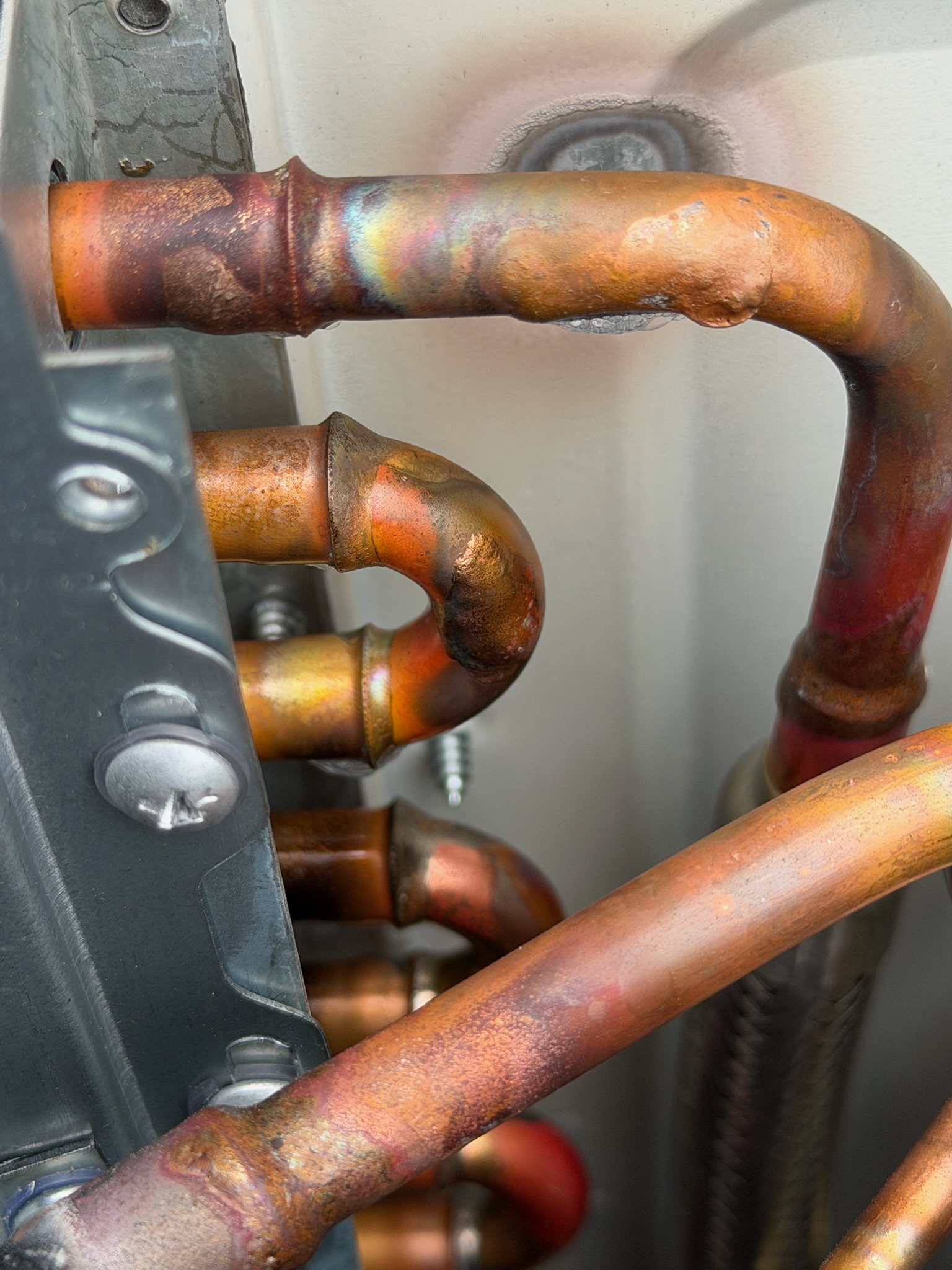 combustion analyzer probe in the flue pipe