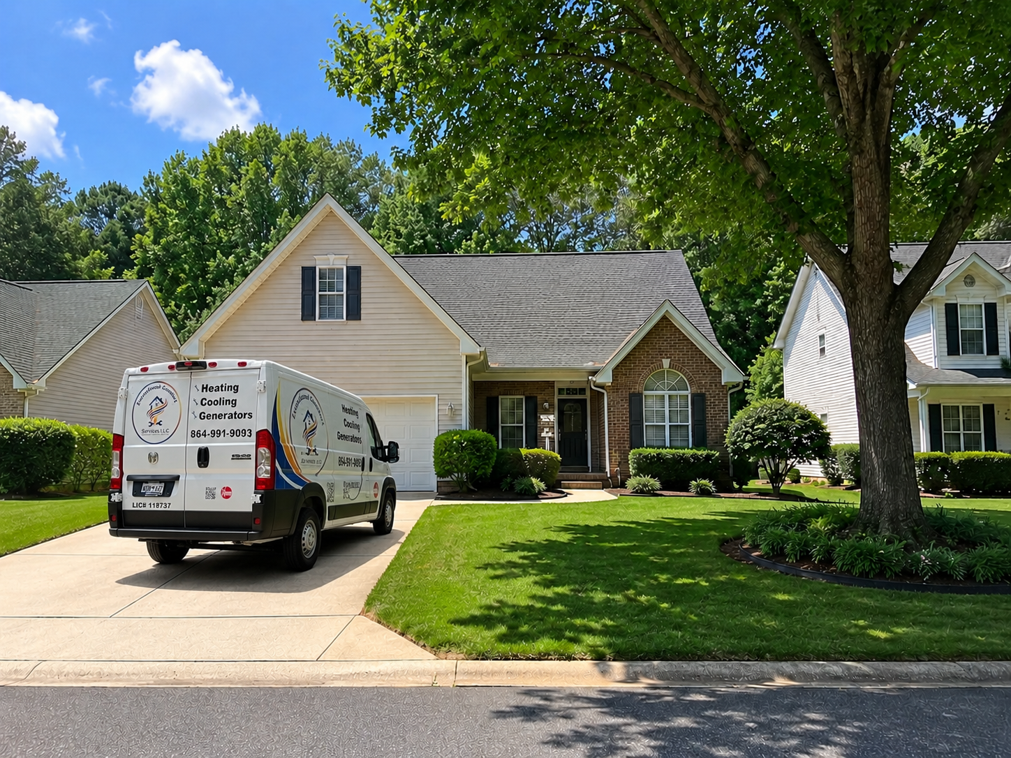 ECS truck at an Easley home