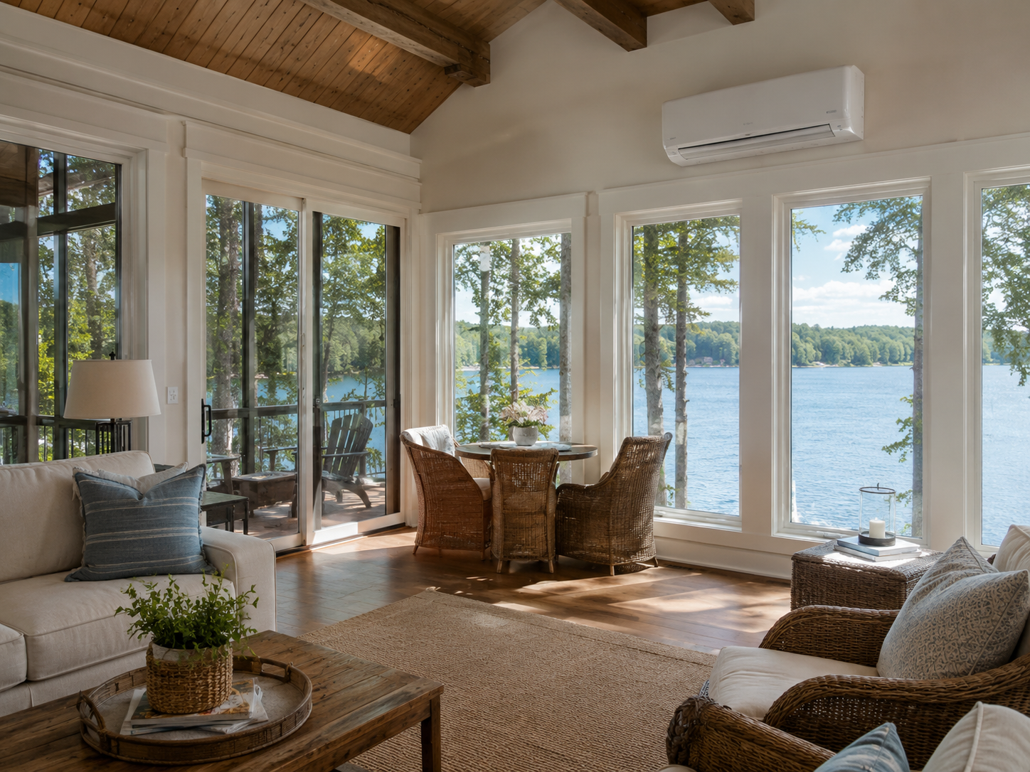 Ductless mini-split in sunroom