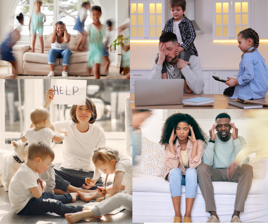 Overwhelmed parents and kids