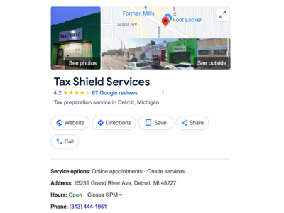 Taxshield service Detroit location