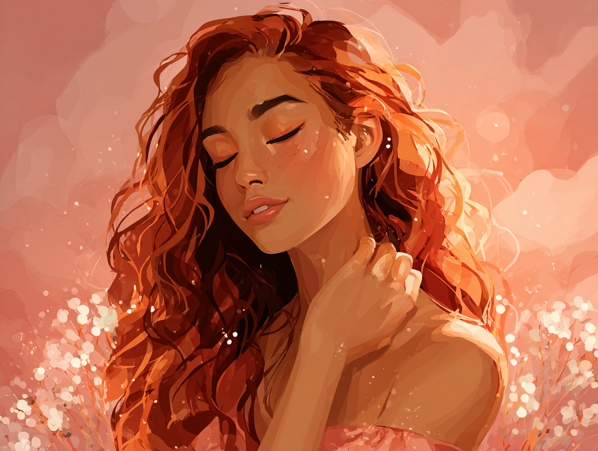 Black woman with afro in minimalist blush pink portrait