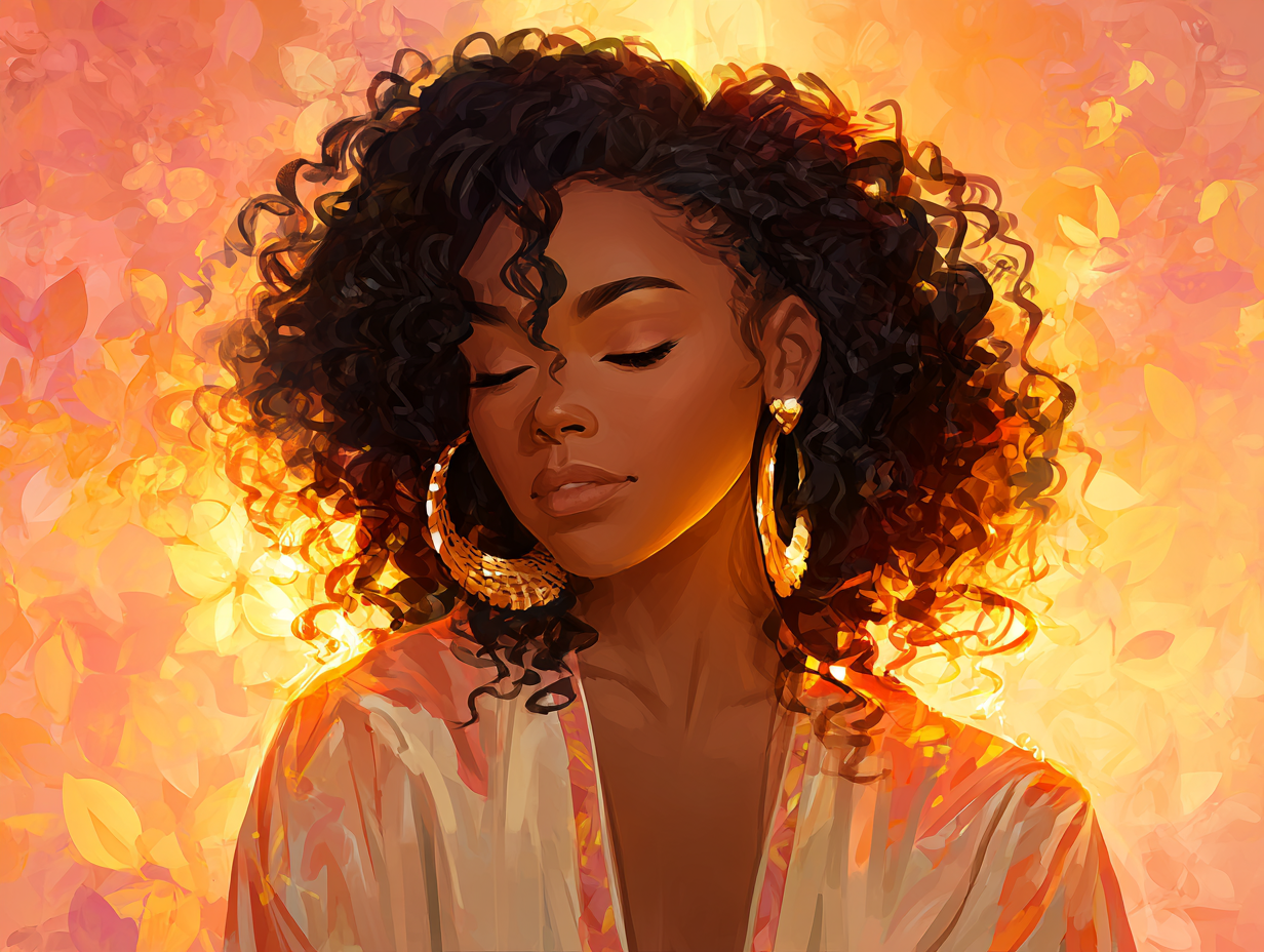 Black woman with long locs in glittery pink floral light background