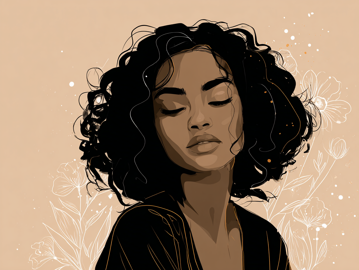 Black woman with curly hair in warm golden autumn light