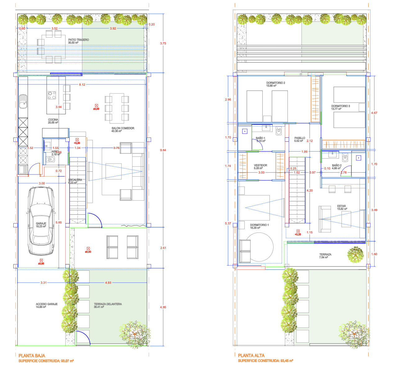 Plano dúplex Residencial Pozo Izquierdo - 3 dormitorios