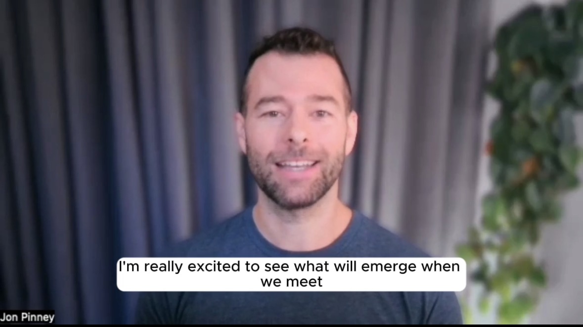 Jon Pinney smiling during his video introduction
