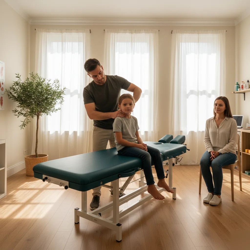 Chiropractor performing a gentle cervical adjustment on a child in Rome, GA