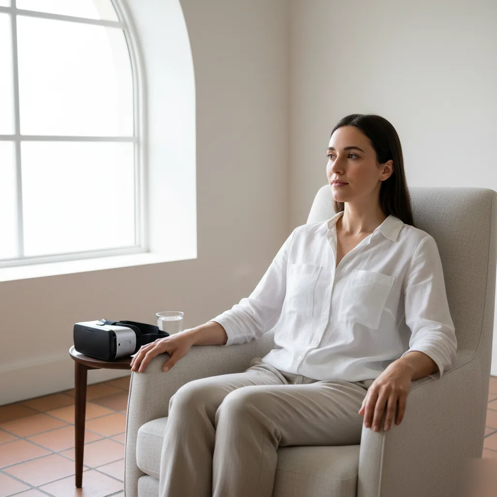 Relaxed woman patient feeling calm and clear-headed after a BrainTap session in Rome, GA