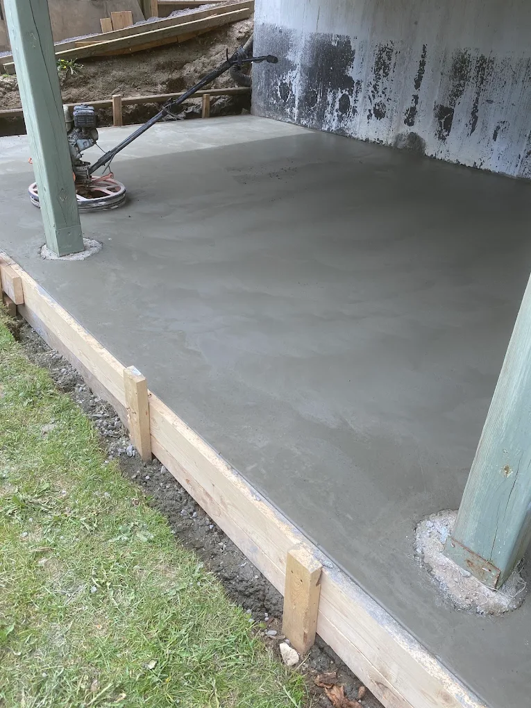 Concrete slab poured under a covered porch in Oshawa