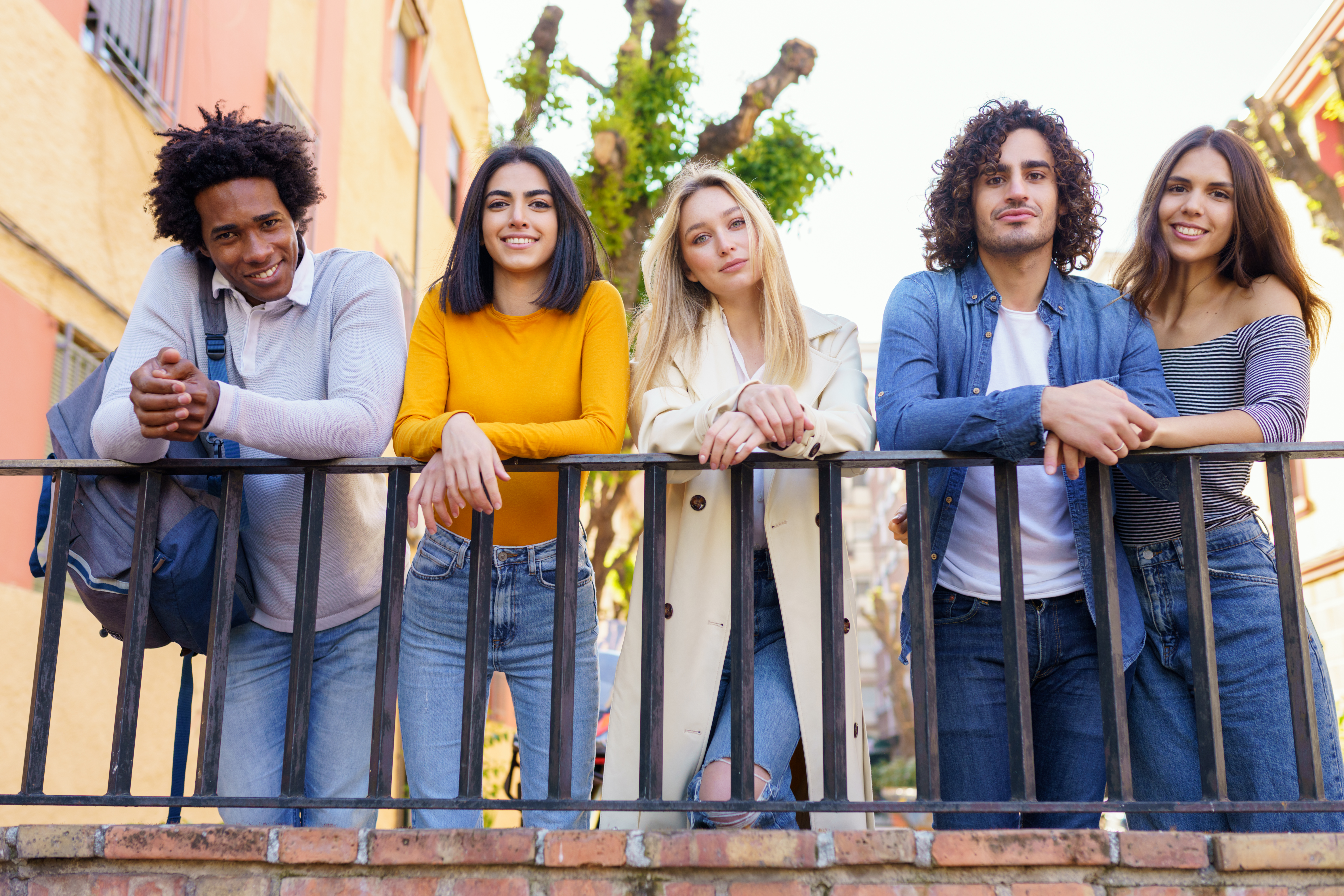 Diverse group of people or a California street scene