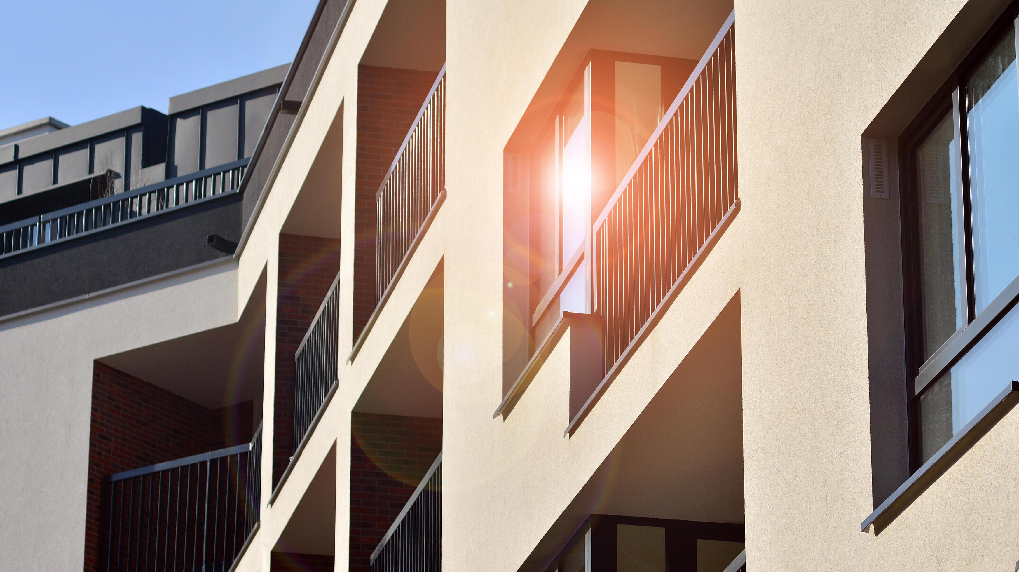 Rental property exterior or apartment building