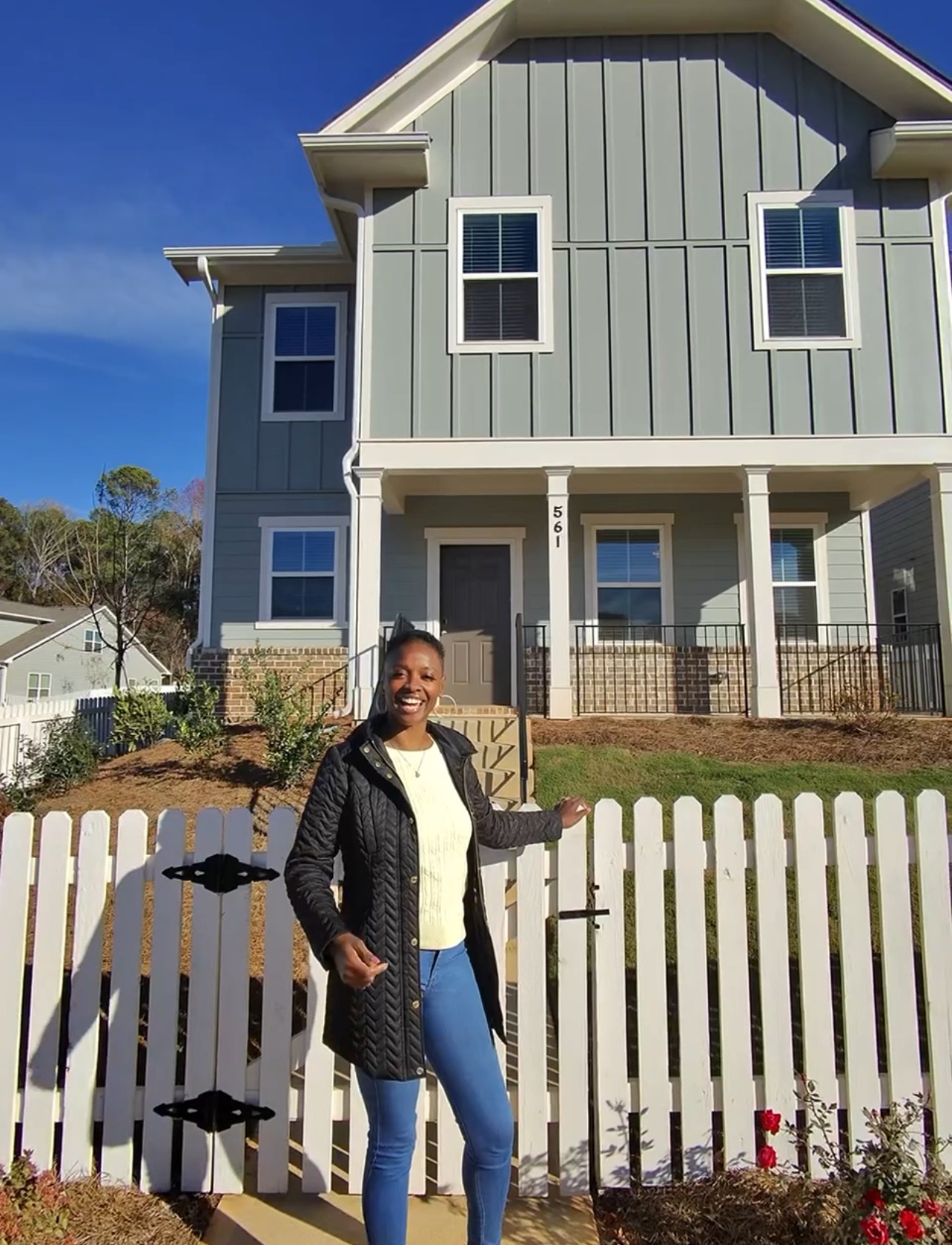 Falecia Terry standing in front of a townhome in Newnan Georgia