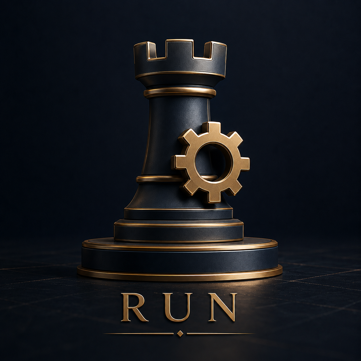 Run rook and gear figurine representing how a business operation actually works