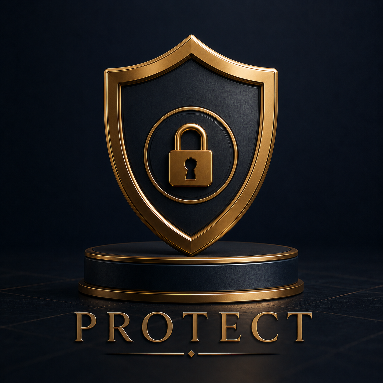 Protect shield and lock figurine representing risk exposure and protection