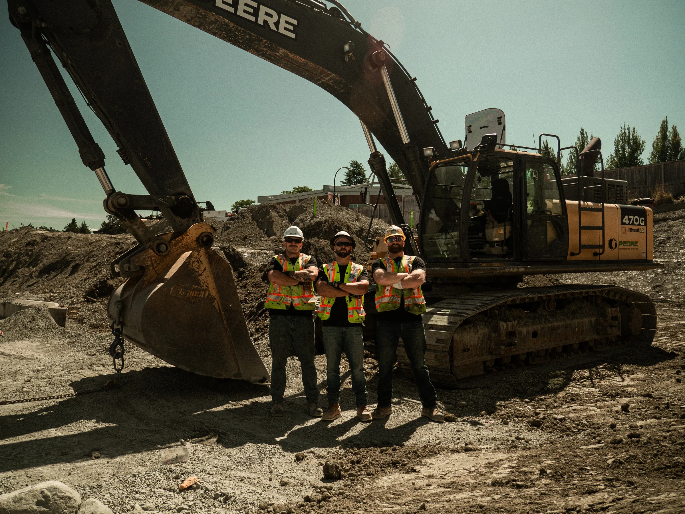 Pedre Contractors crew on a civil construction site in Langley BC