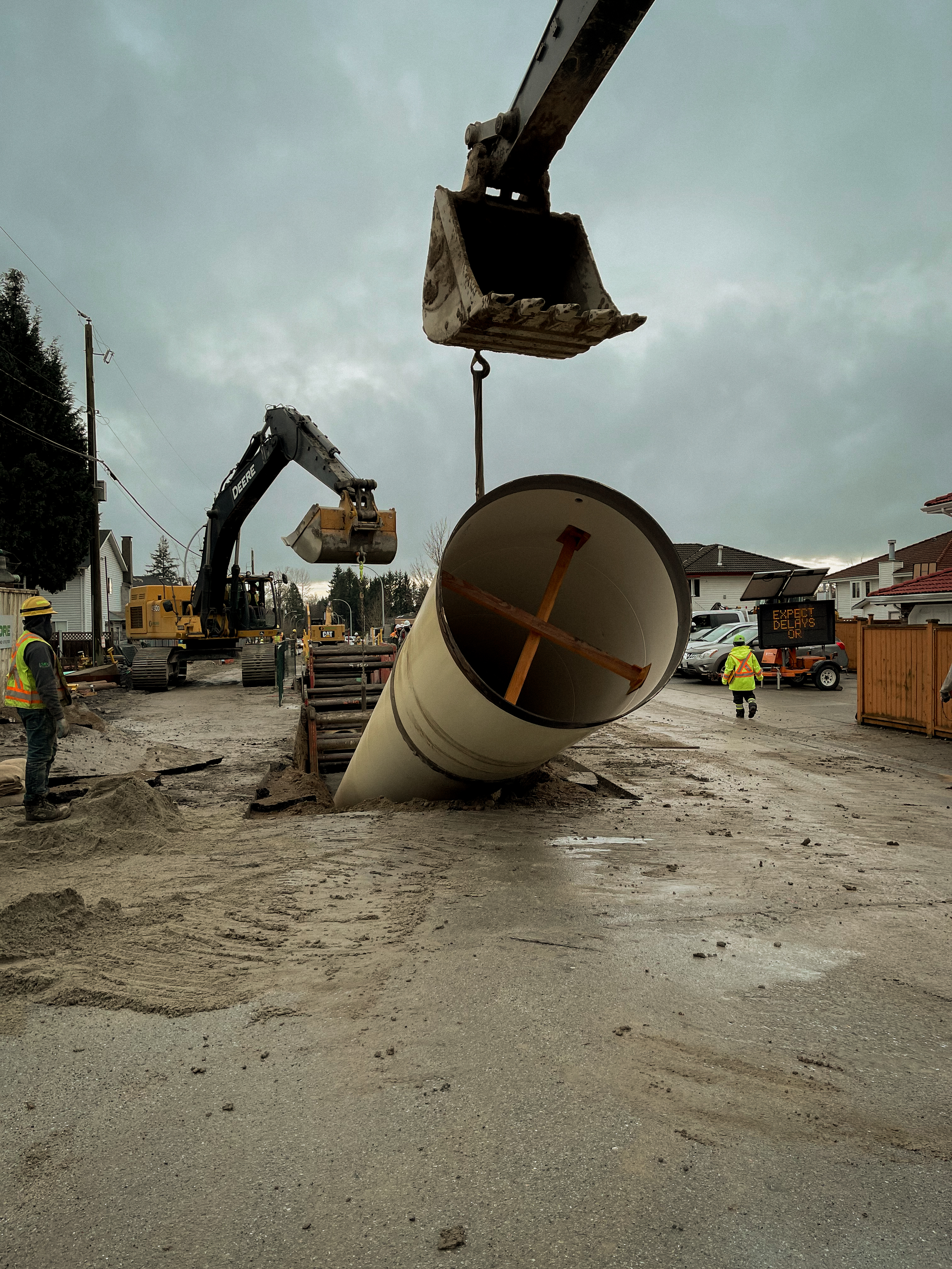 New subdivision watermain installation in Metro Vancouver