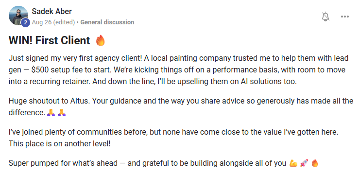 AI Agency Launch testimonial proof screenshot