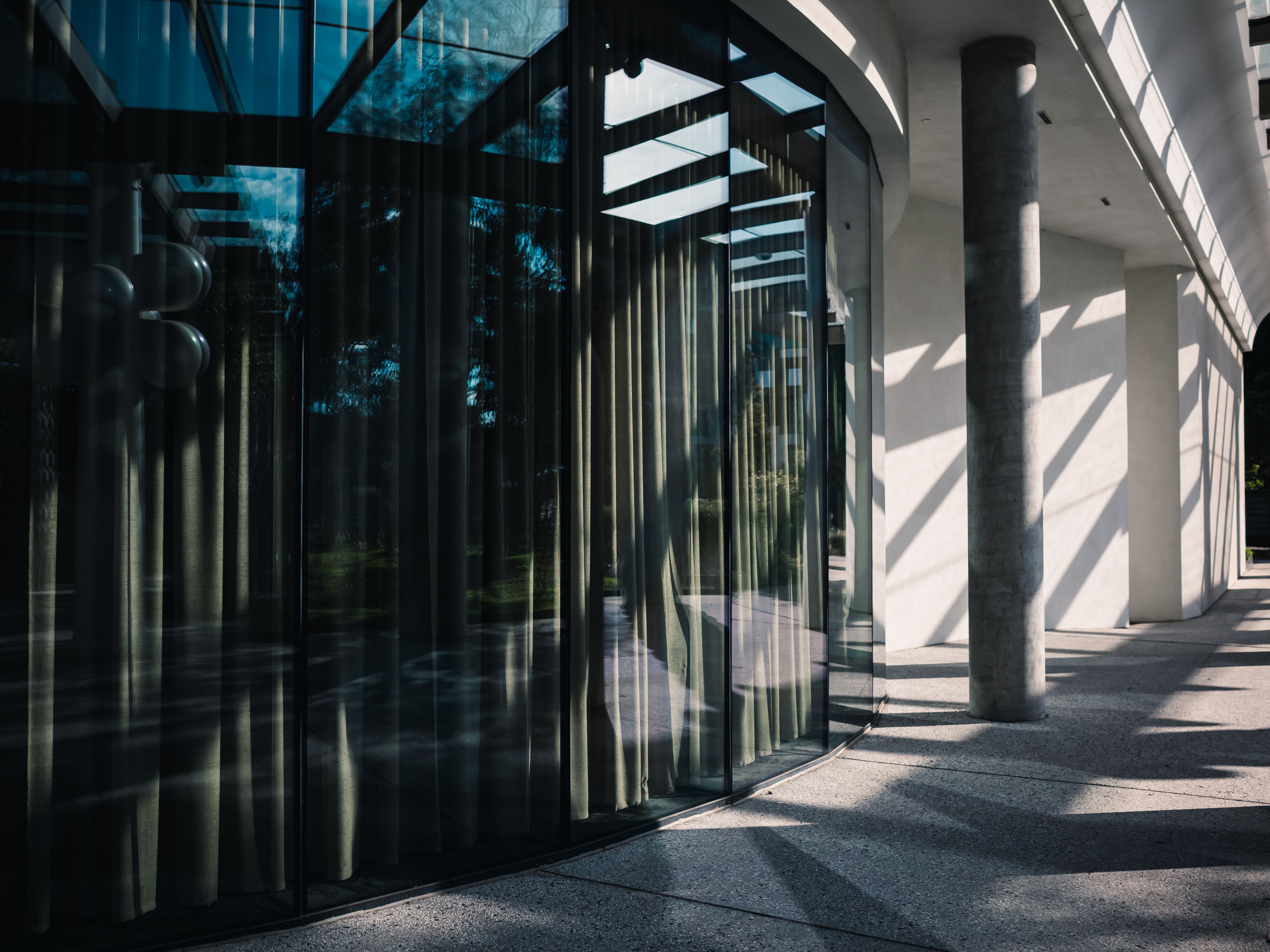 Tinted architectural glass on a modern building