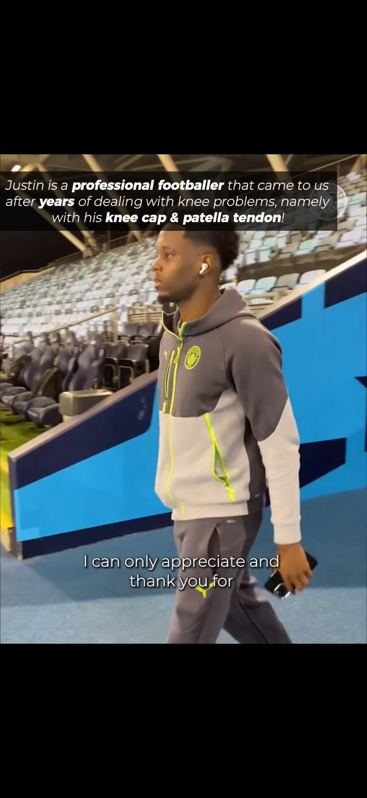 Justin — Pro Footballer · Knee Cap & Patella Tendon