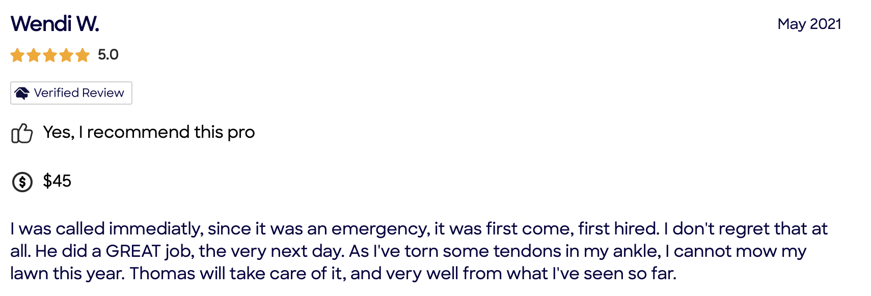 Customer review