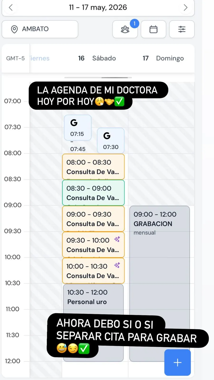 La agenda de una doctora con consultas desde las 8 de la mañana