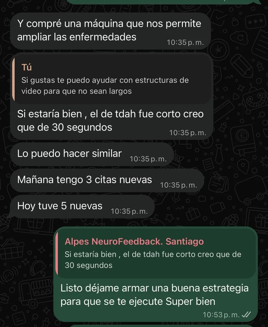 Alpes NeuroFeedback con 5 citas nuevas hoy y 3 mañana