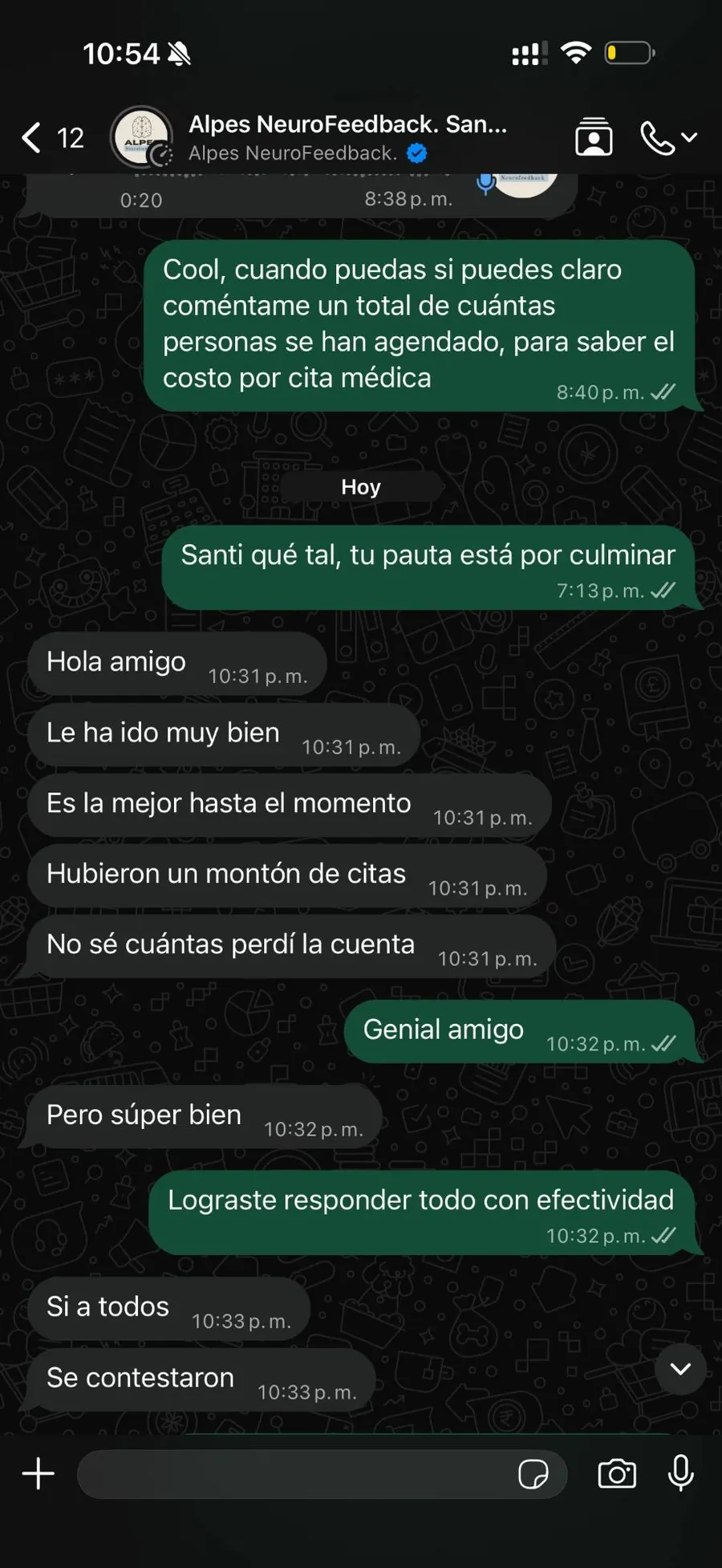 Alpes NeuroFeedback cuenta que hubo un montón de citas y se contestaron todos los mensajes