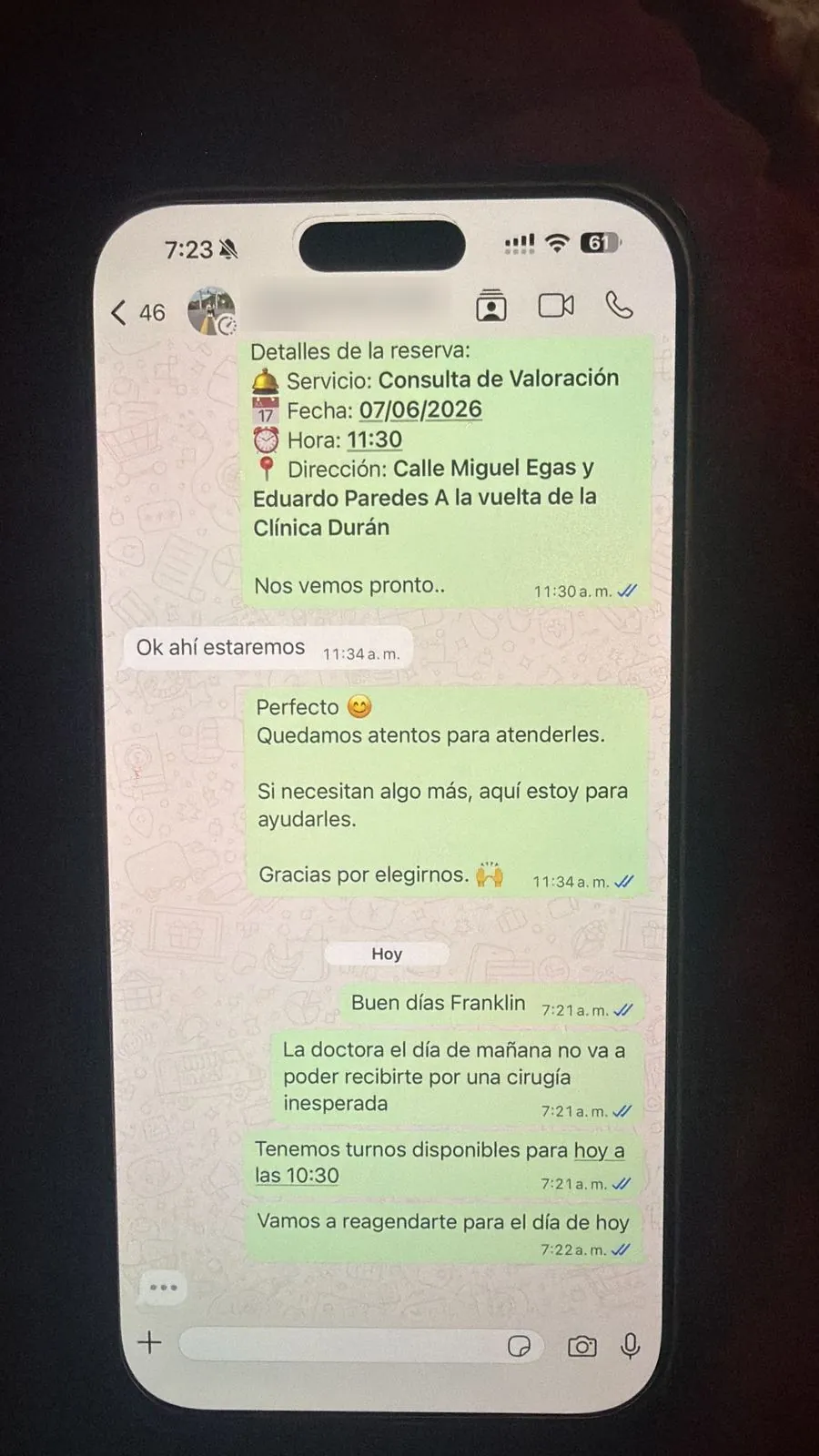 La secretaria virtual confirma y reagenda una cita por WhatsApp