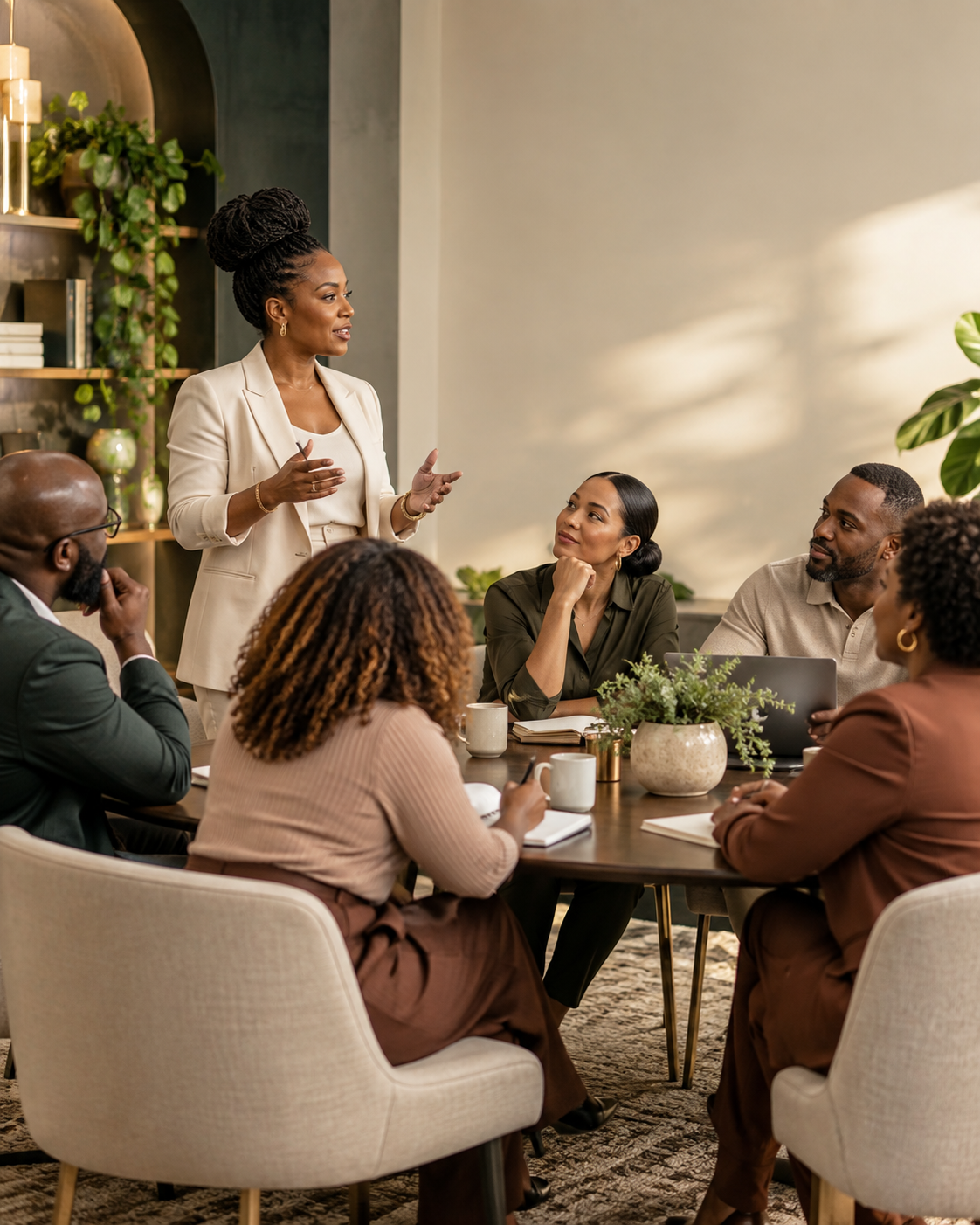 Adult group participating in an organizational learning session