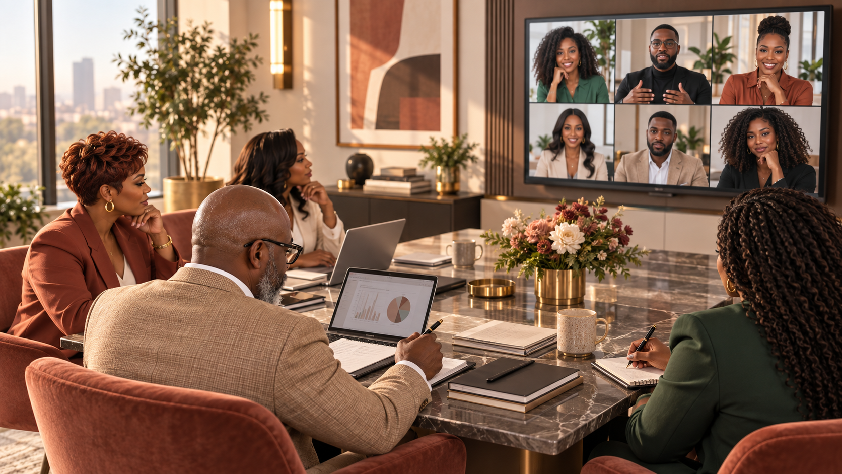 Hybrid learning session with in-person and virtual participants