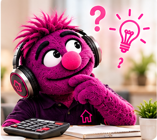 Bond the FreeBond mascot thinking with a calculator