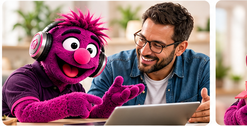 Bond the FreeBond mascot with a home buyer at a laptop