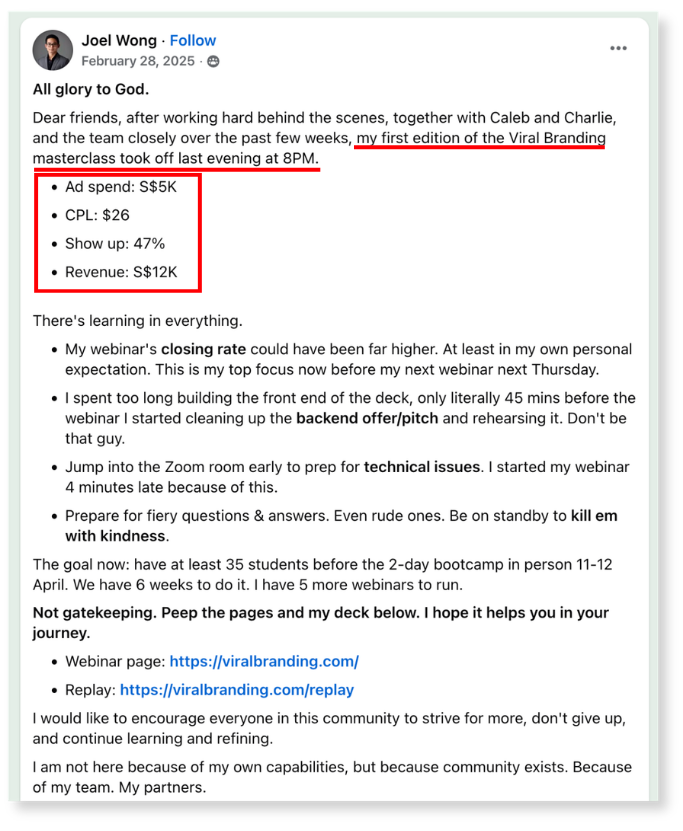 Review card from Franklin Cruz praising the workshop.