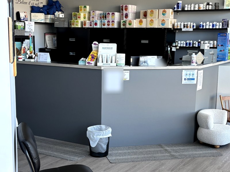 Reception desk with supplement dispensary