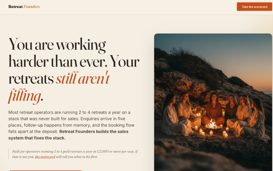Retreat Founders screenshot
