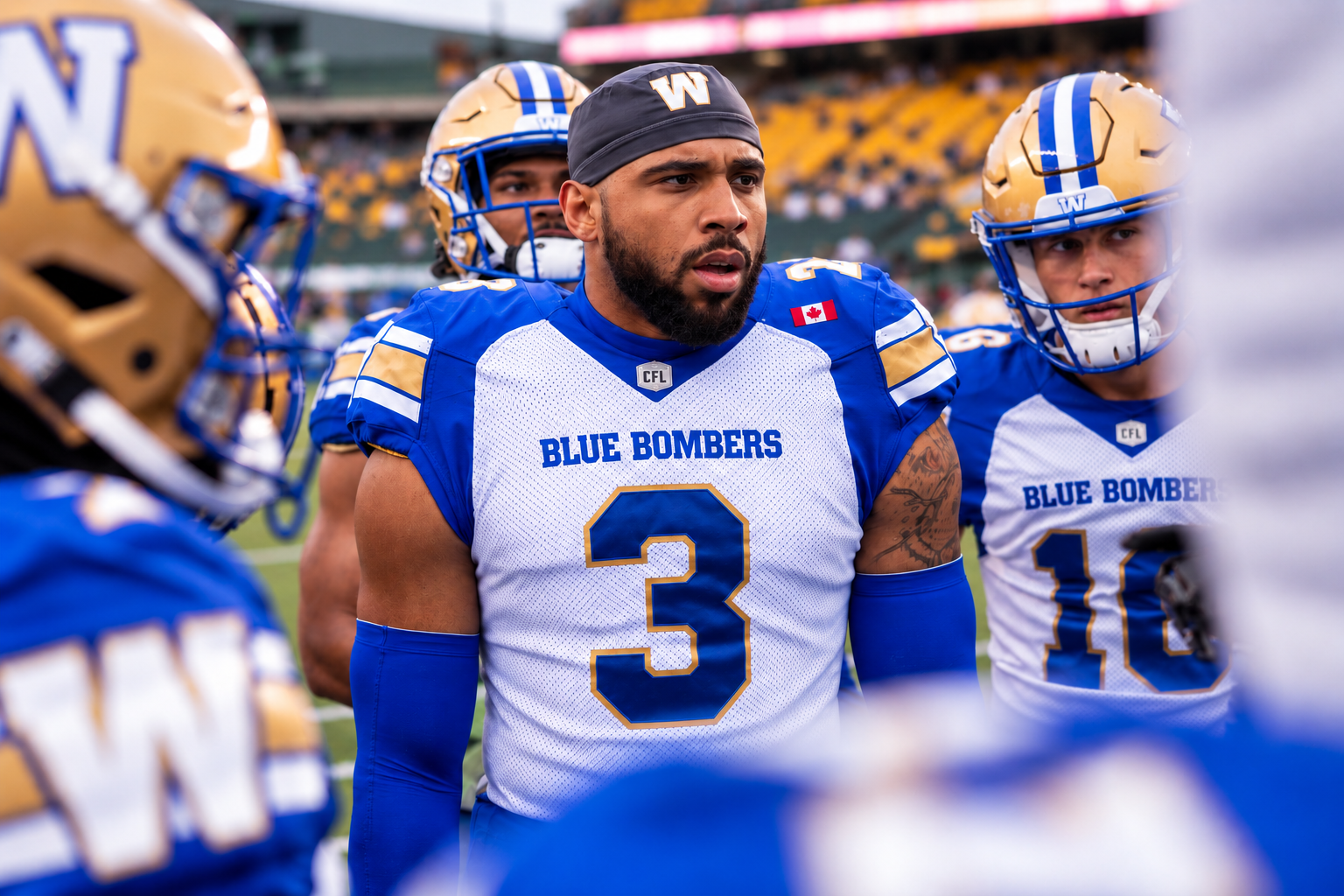 Jaiden Woodbey with the Winnipeg Blue Bombers