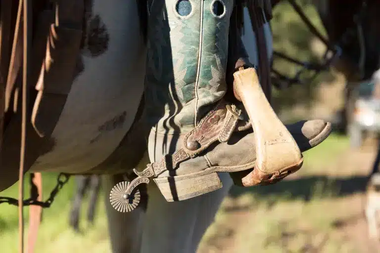 Boot in a stirrup on the ranch