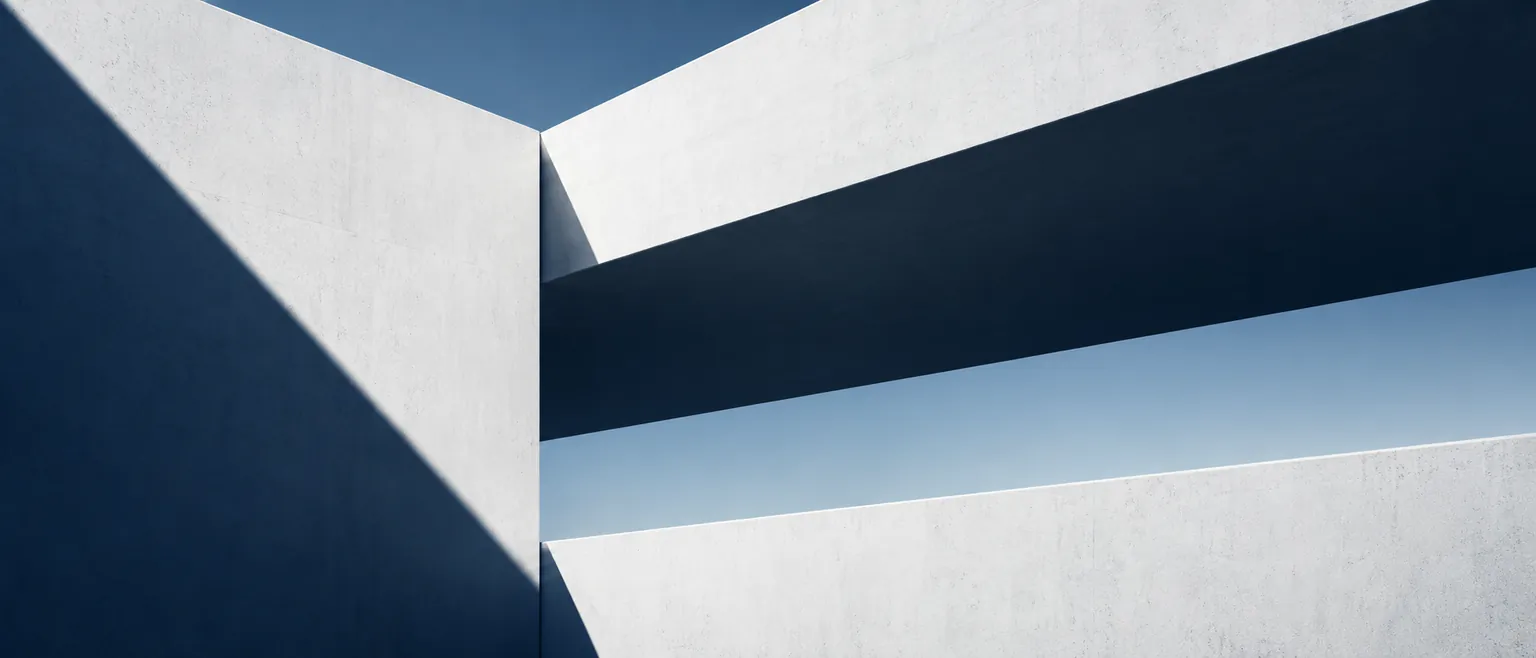 Abstract architectural composition in white and navy