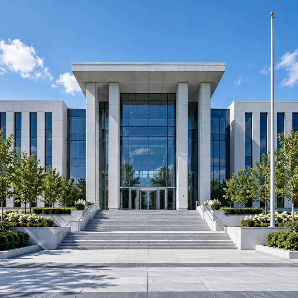 Modern civic government building exterior