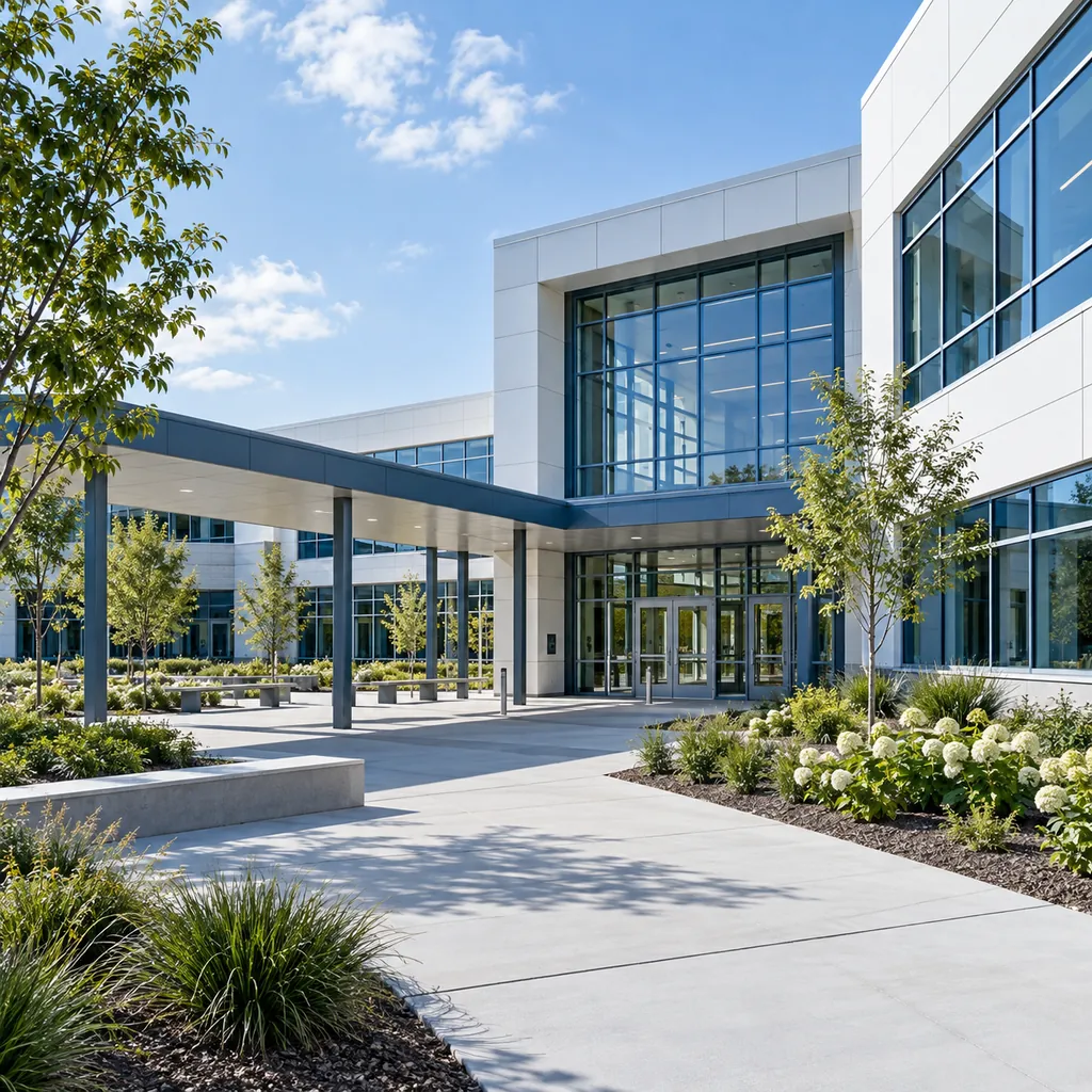 Contemporary school and healthcare campus building