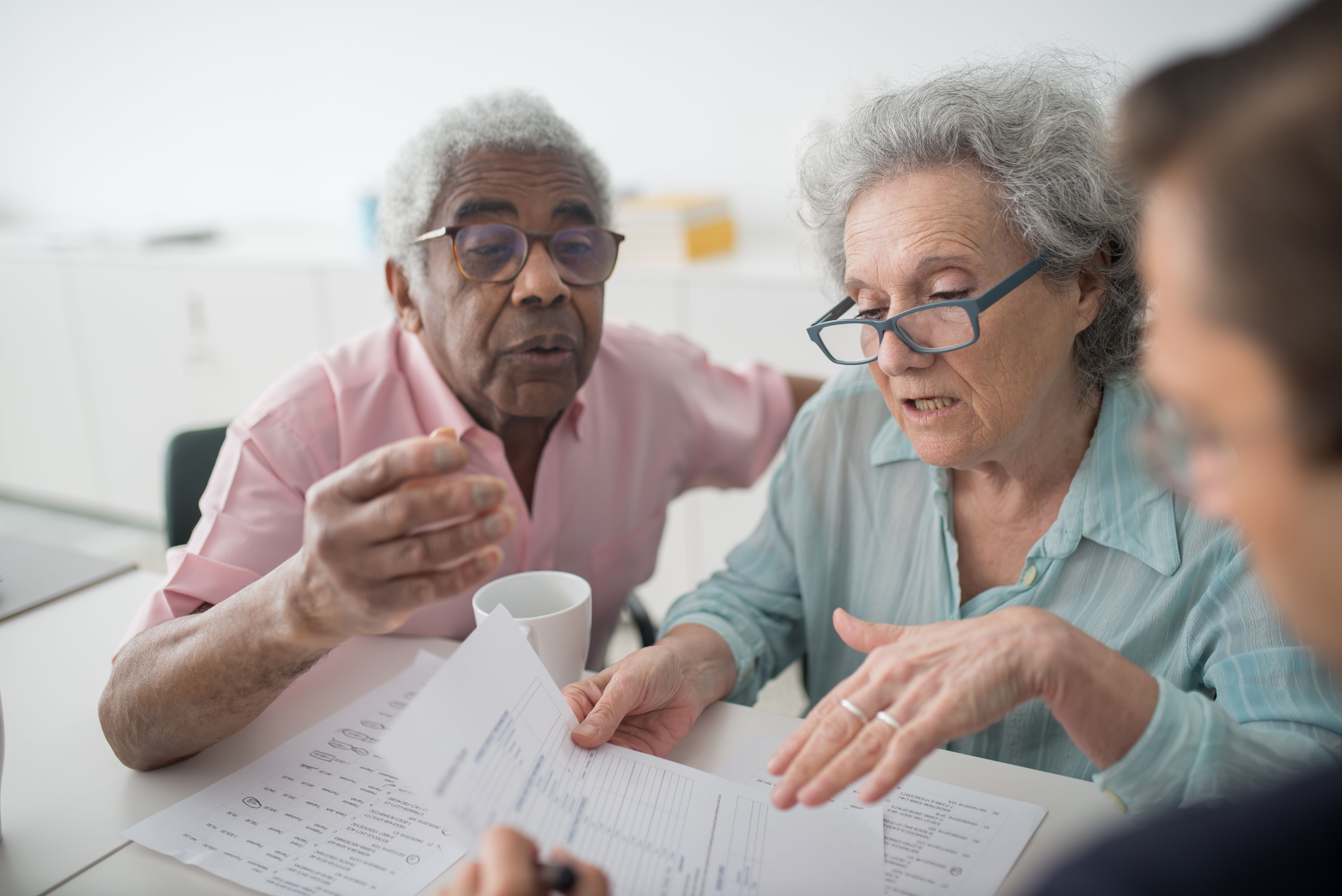 Family discussing financial planning