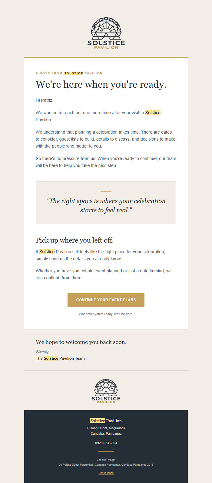 Solstice email 3