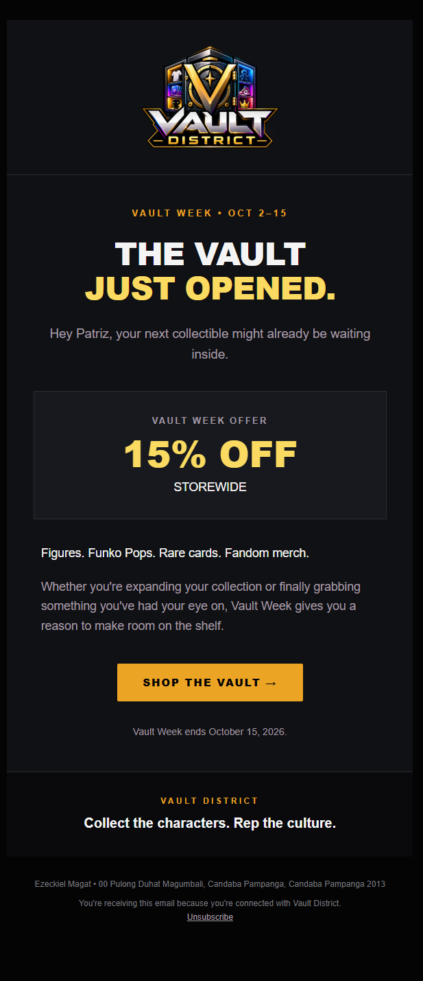 Vault District email 1