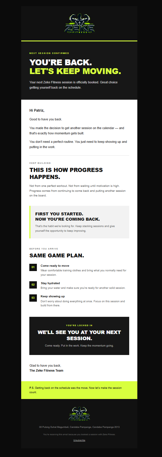 Zeke Fitness email 3