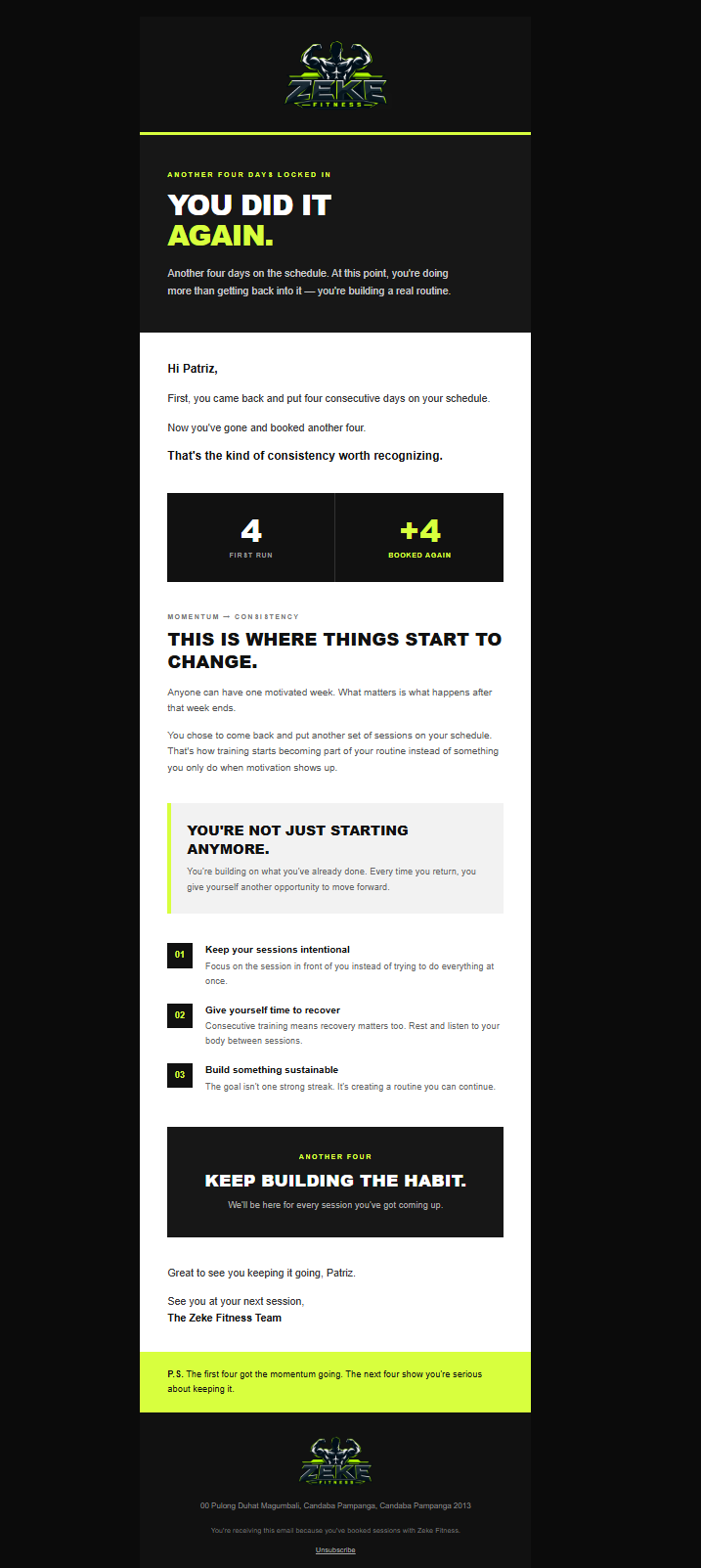 Zeke Fitness email 4