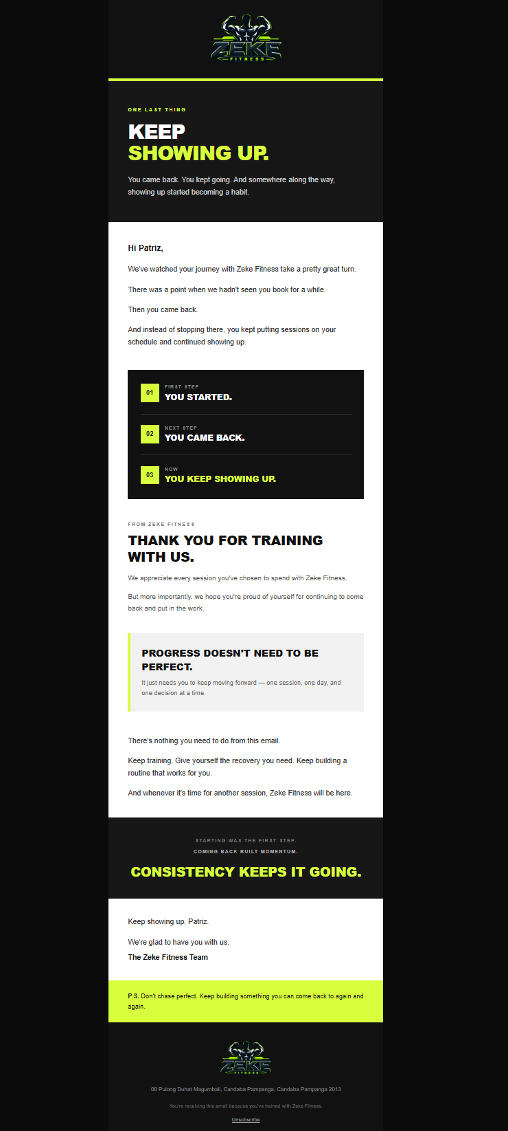Zeke Fitness email 5