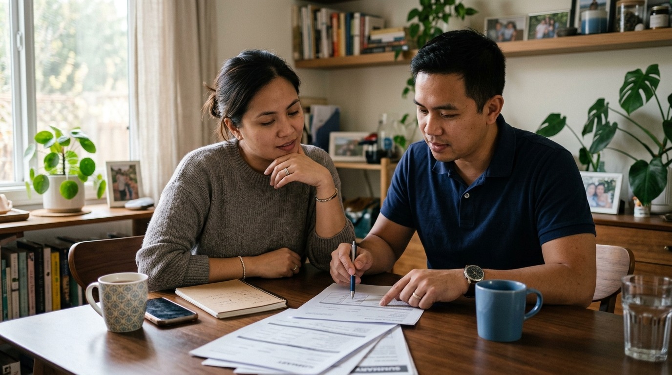 Family reviewing insurance protection options