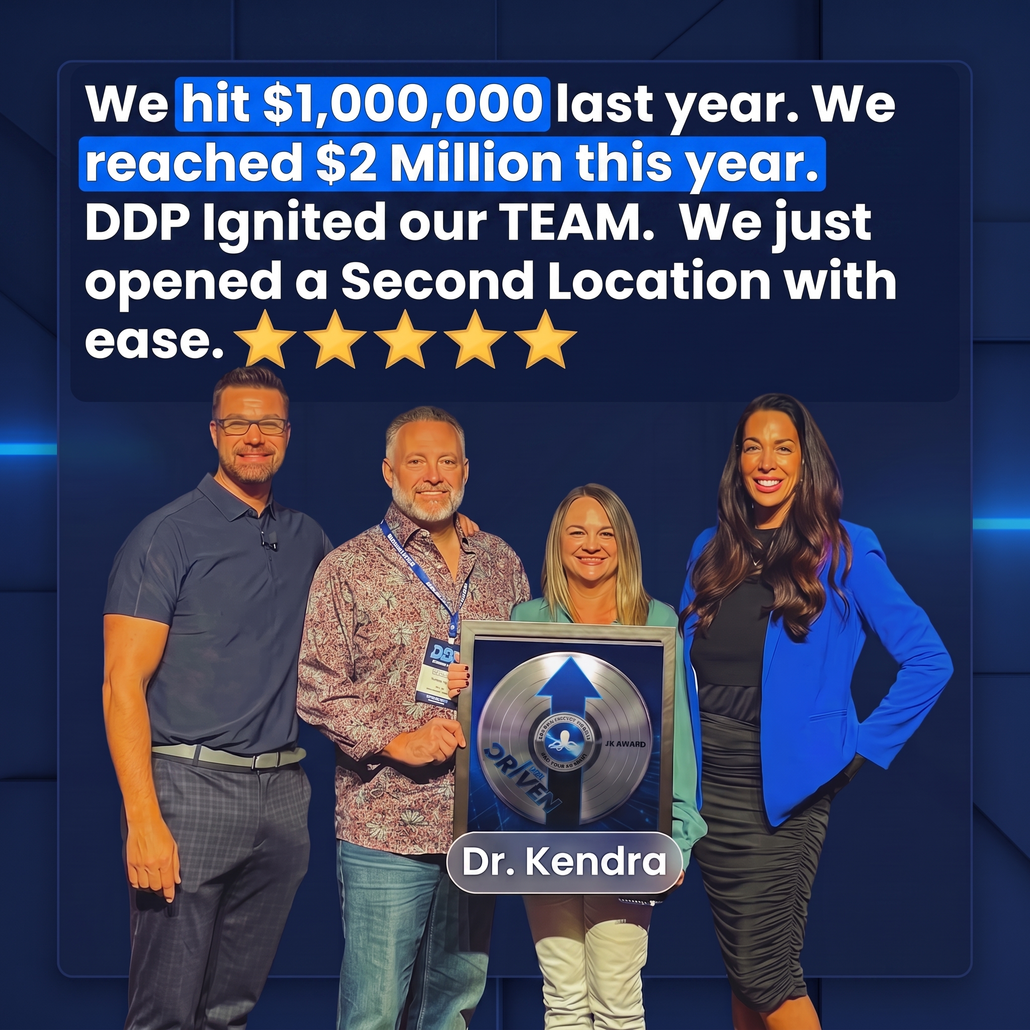 Dr. Kendra testimonial about growing to two million dollars and opening a second location