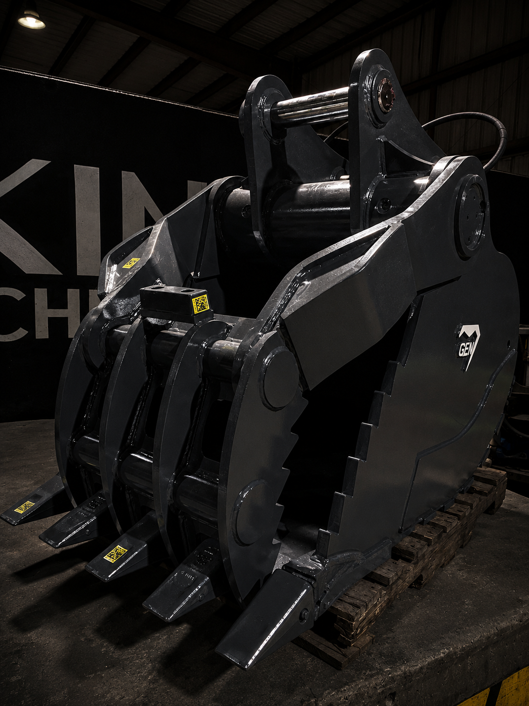 Heavy-duty grapple attachment available through Viking Attachments&trade;