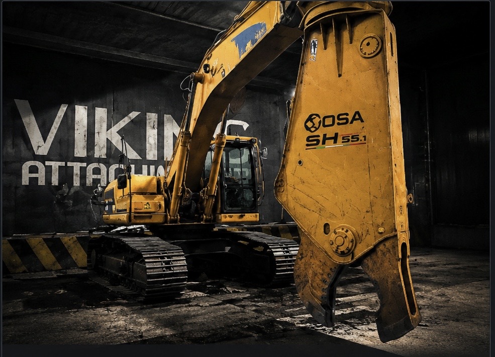 Hydraulic shear attachment supplied by Viking Attachments&trade;